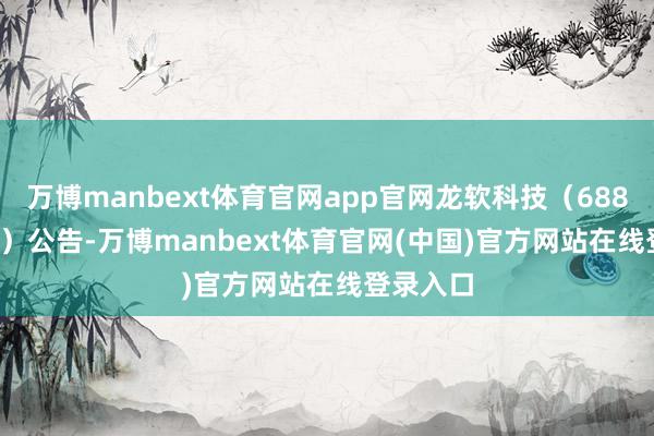 万博manbext体育官网app官网龙软科技（688078.SH）公告-万博manbext体育官网(中国)官方网站在线登录入口